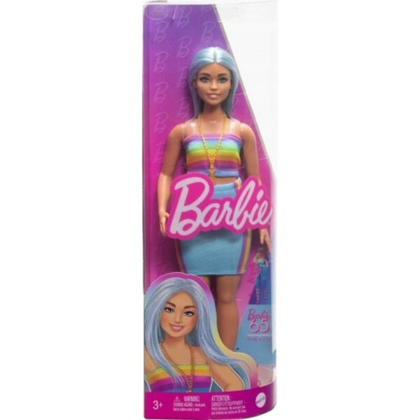 Barbie Fashionistas mit langen blauen Haaren – Modepuppe zum 65. Jubiläum