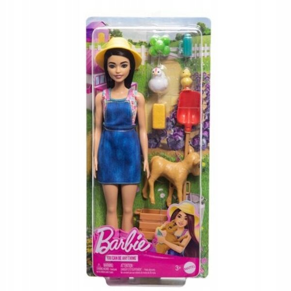 Barbie Career Farmerka mit Cielaczek und Zubehör für Kinder ab 3 Jahren