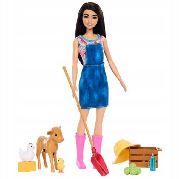 Barbie Career Farmerka mit Cielaczek und Zubehör für Kinder ab 3 Jahren