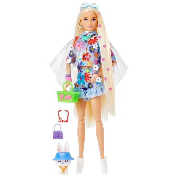 Barbie Extra Blond mit Accessoires und langem Modehaar 15 Teile
