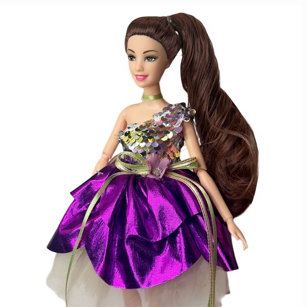 Bambola fata volante con ali staccabili e vestito con paillettes per bambini
