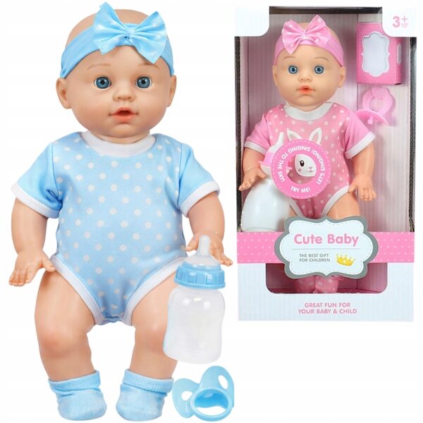 LALKA BOBAS Z DŹWIĘKIEM W UBRANKU PIJE SIKA 29CM