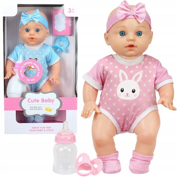 LALKA BOBAS Z DŹWIĘKIEM W UBRANKU PIJE SIKA 29CM