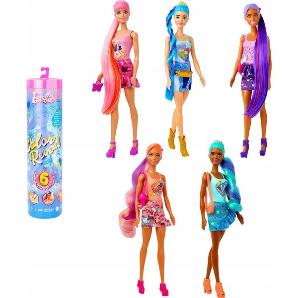 Barbie Color Reveal Totally Denim mit 6 Überraschungen und Zubehör im Lieferumfang enthalten