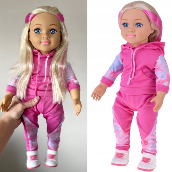 Bambola sportiva da 48 cm con tuta rosa, melodia e corpo morbido