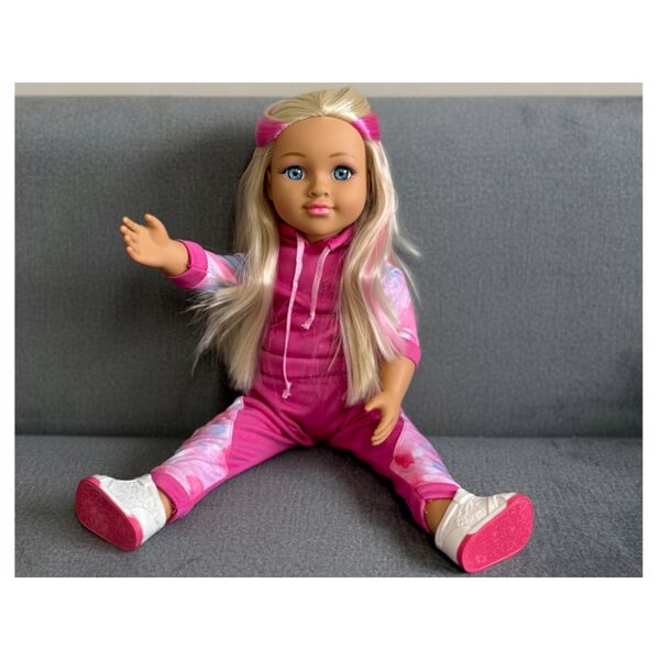 Bambola sportiva da 48 cm con tuta rosa, melodia e corpo morbido