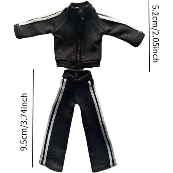 MagiDeal Stoff-Sportbekleidungsset für Actionfigur 1/12 Schwarz