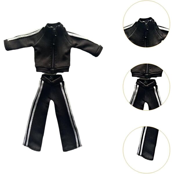 MagiDeal Stoff-Sportbekleidungsset für Actionfigur 1/12 Schwarz