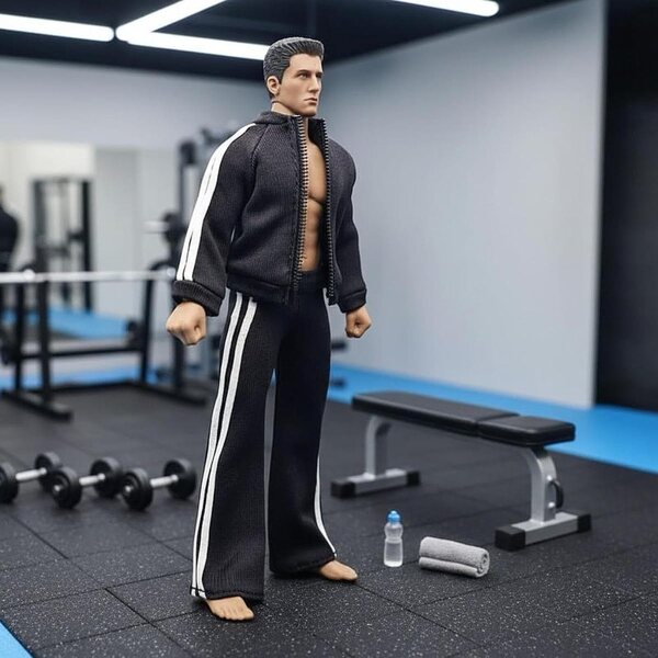 MagiDeal Stoff-Sportbekleidungsset für Actionfigur 1/12 Schwarz