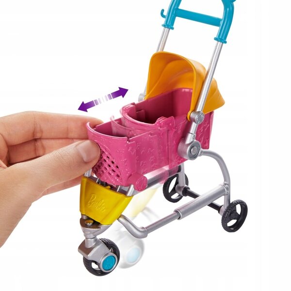 Barbie mit Kinderwagen und Mattel-Hunden 33,5 cm Komplettset für Mädchen ab 3 Jahren