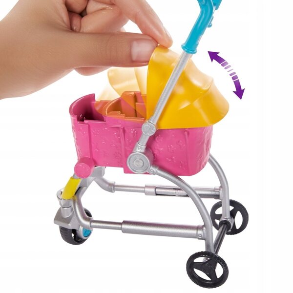 Barbie mit Kinderwagen und Mattel-Hunden 33,5 cm Komplettset für Mädchen ab 3 Jahren