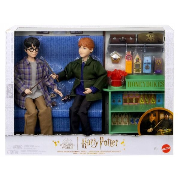 Set Lalle Harry Potter e Ron Weasley con Hogwarts Express Mattel 28 cm