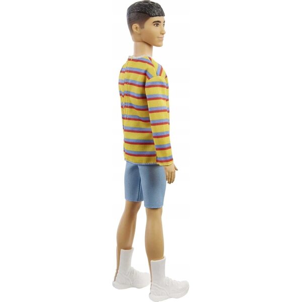 Barbie Fashionistas Ken 175 mit gestreiftem Sweatshirt und Jeansshorts – 30 cm große Puppe
