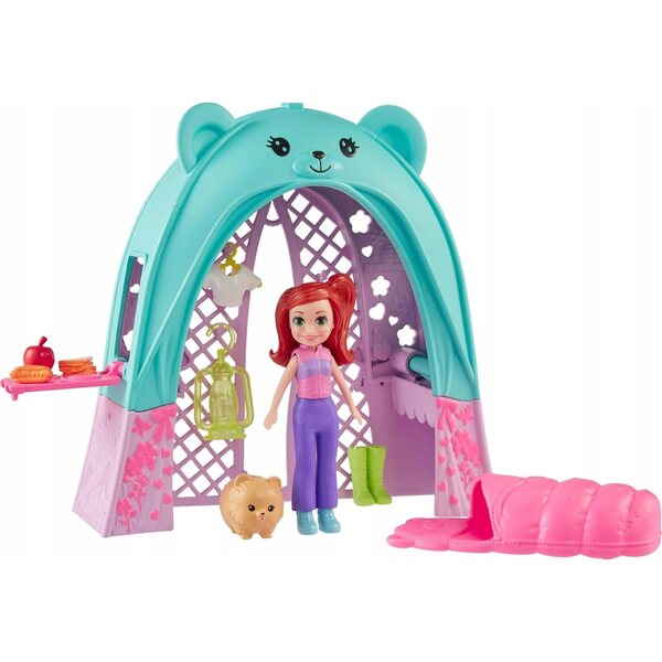 Polly Pocket Glamping Bear Tent с кукла и аксесоари за деца 4+