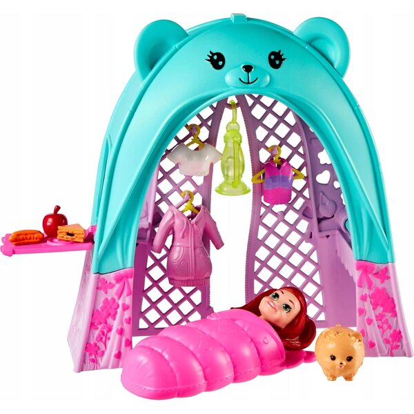 Polly Pocket Tenda Orsetto Glamping con Bambola e Accessori per Bambini 4+
