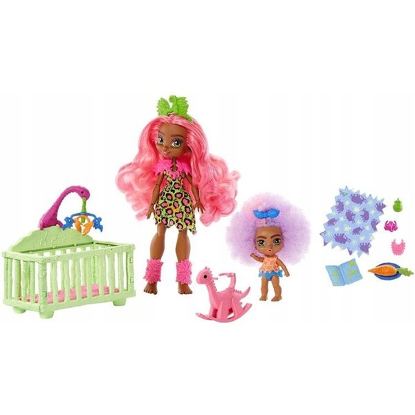 Cave Club Set Babysitter Fernessa mit Dinosaurierpuppen und Zubehör