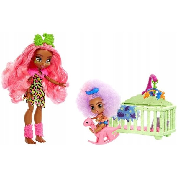 Cave Club Set Babysitter Fernessa mit Dinosaurierpuppen und Zubehör