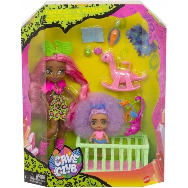 Cave Club Set Babysitter Fernessa mit Dinosaurierpuppen und Zubehör
