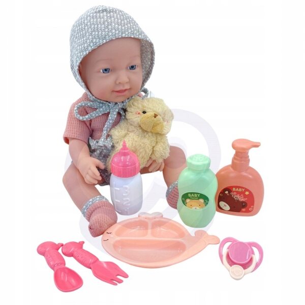 LALKA BOBAS W UBRANKU 36 CM MIŚ ZESTAW DO KARMIENIA PIELĘGNACJI OPIEKUNKA