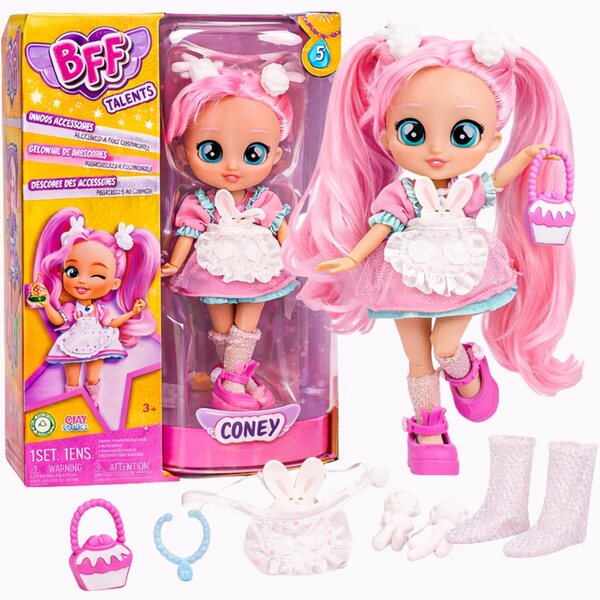 Bambola BFF Talents Coney 30 cm con capelli rosa e accessori, completo per bambine