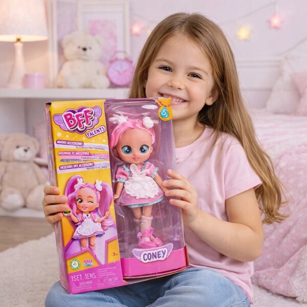 Bambola BFF Talents Coney 30 cm con capelli rosa e accessori, completo per bambine
