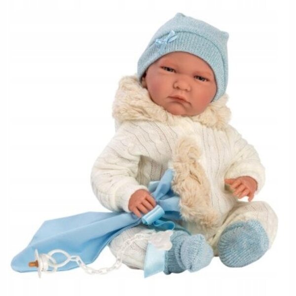 Bambola spagnola Llorens Lalo 40 cm bambino che piange con seggiolino per auto
