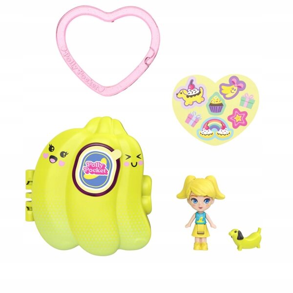 Polly Pocket Fruit Surprise Banana Set avec mini poupée et pendentif