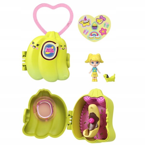 Polly Pocket Fruit Surprise Banana Set avec mini poupée et pendentif