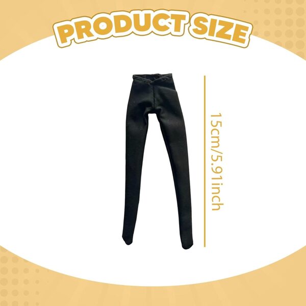 Calze Lunghe per Action Figure 1/12 Femminili, Tessuto Morbido Nero - 15 cm