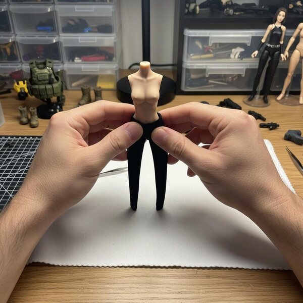 Calze Lunghe per Action Figure 1/12 Femminili, Tessuto Morbido Nero - 15 cm