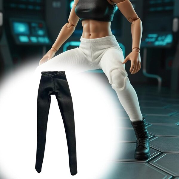 Calze Lunghe per Action Figure 1/12 Femminili, Tessuto Morbido Nero - 15 cm