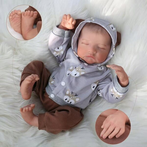 Bambola Reborn Babeside 43cm - Realistica Bambola Neonato in Morbido Vinile con Accessori
