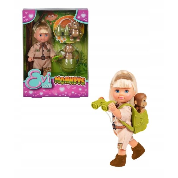 Simba Bambola Evi con scimmiette set gioco per bambini 3+ anni