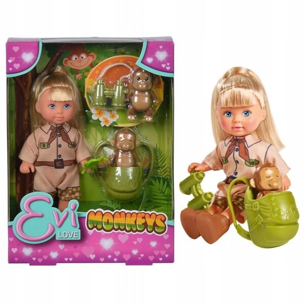Simba Bambola Evi con scimmiette set gioco per bambini 3+ anni