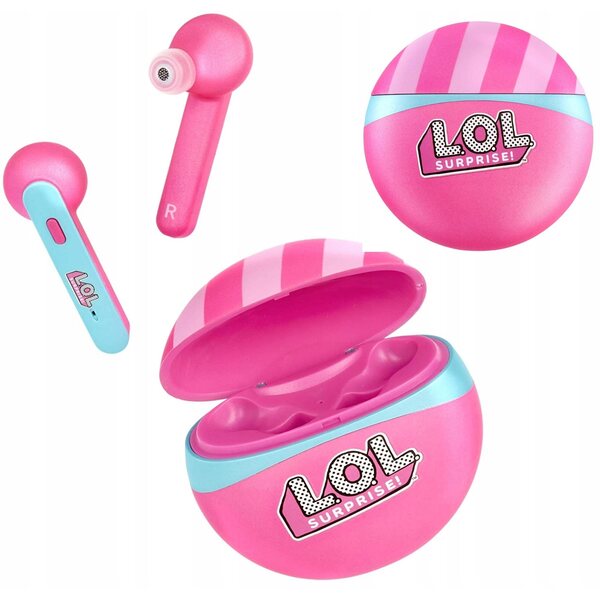 L.O.L. Surprise Kabellose Kopfhörer für Mädchen mit 3D-Stereo-Audio und wiederaufladbarer Hülle