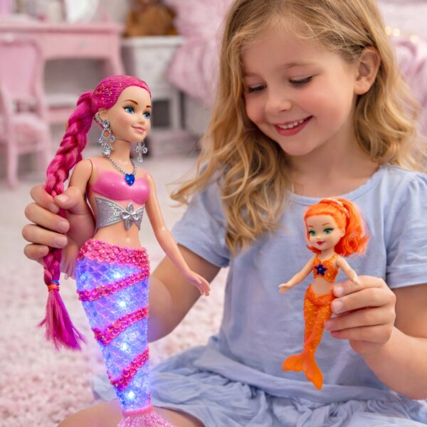Bambola Sirena 30 cm Illuminazione LED e canta con accessori in regalo