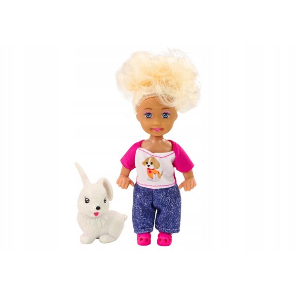 Mini Doll con Lunghe Capelli e Animale Colorato per Bambine da 3+ Anni