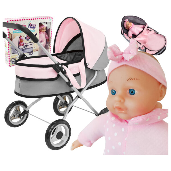 Set Passeggino Profondo con Bambola Bobas Morbida 28 cm Bambolina