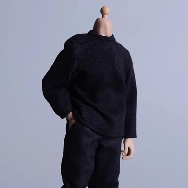1/12 Miniatur-Langarm-T-Shirt für 6-Zoll-Actionfiguren – Schwarz