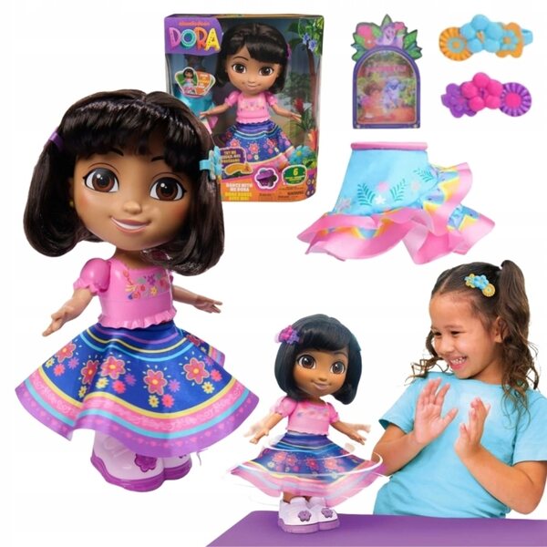 Dora l'Esploratrice - Bambola danzante interattiva 30 cm con apprendimento bilingue e musica