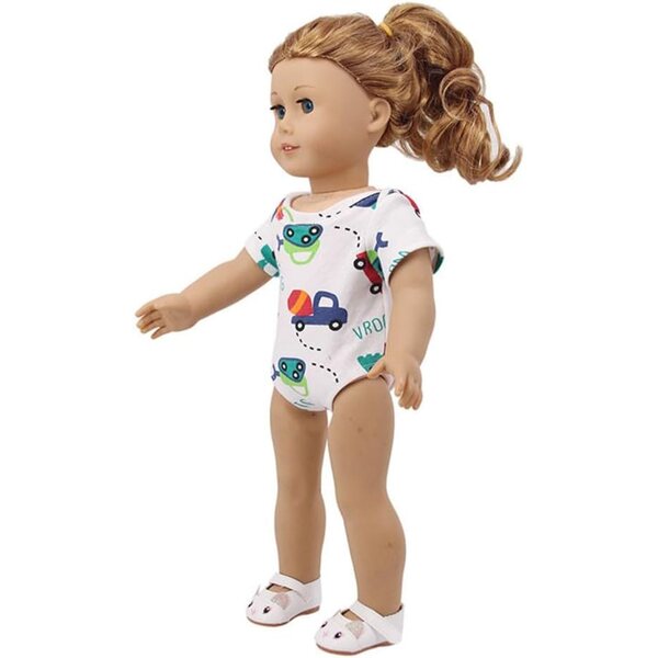 Badeanzugkleid für 18-Zoll-amerikanische Puppen – Stretch-Autodruck