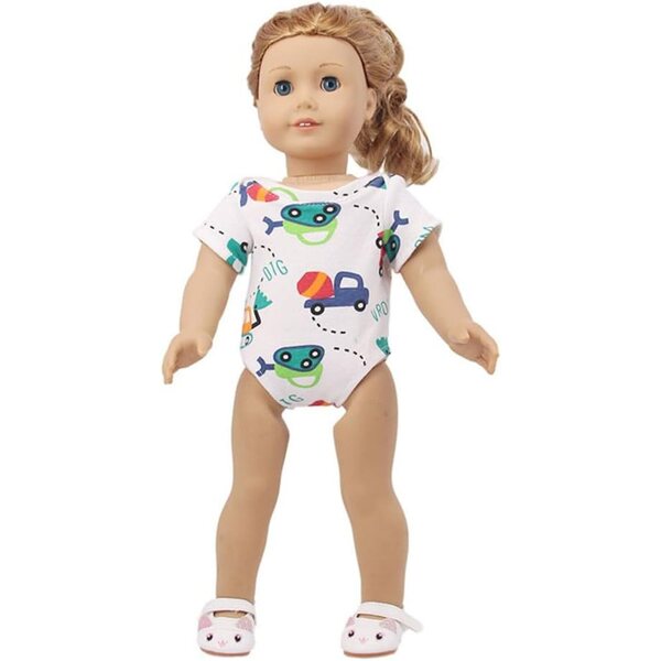 Badeanzugkleid für 18-Zoll-amerikanische Puppen – Stretch-Autodruck