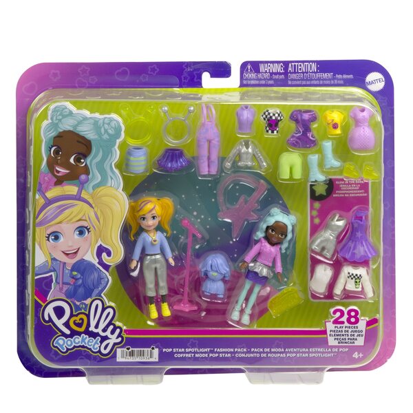 Polly Pocket Grand ensemble de mode avec 2 poupées et 25 accessoires pour enfants de 4 ans et plus