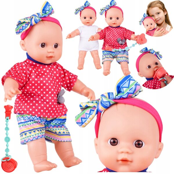 Bambolina interattiva 31 cm con ciuccio Sonoro e Abbigliamento Rimovibile