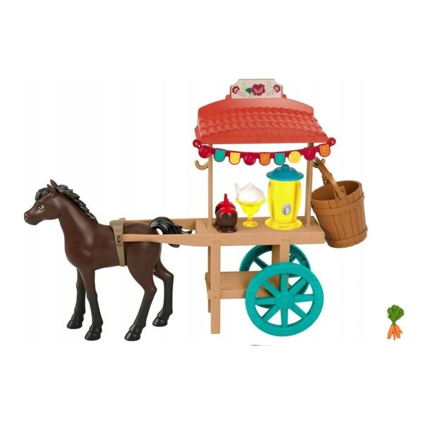 Mattel Mustang Spirit Festival Miradero Set con Figura Cavallo e Stand Arancione