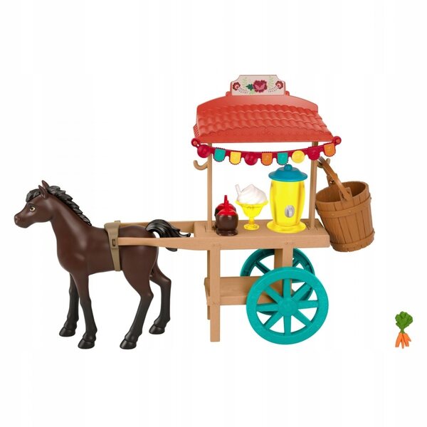 Mattel Mustang Spirit Festival Miradero Set con Figura Cavallo e Stand Arancione