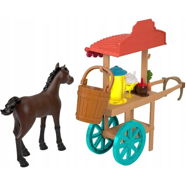 Mattel Mustang Spirit Festival Miradero Set con Figura Cavallo e Stand Arancione