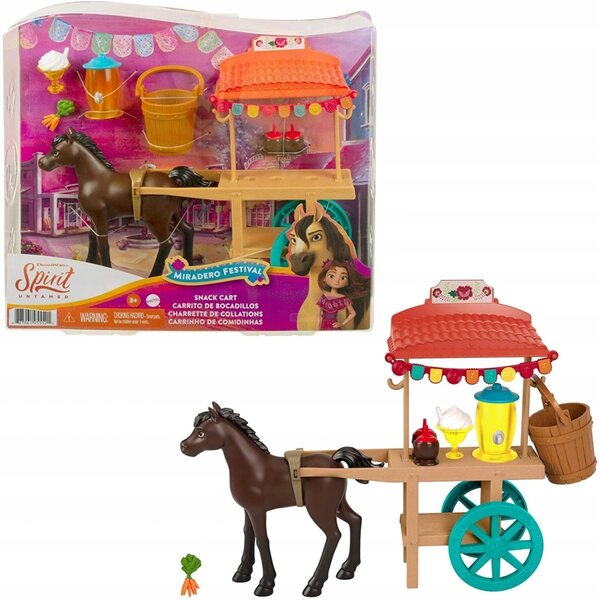Mattel Mustang Spirit Festival Miradero Set con Figura Cavallo e Stand Arancione