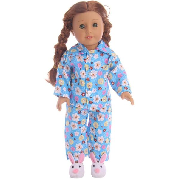 18-Zoll-Puppenkleidung für amerikanische Puppen – 2-teiliges Sommer-Pyjama-Set mit Blumenmuster