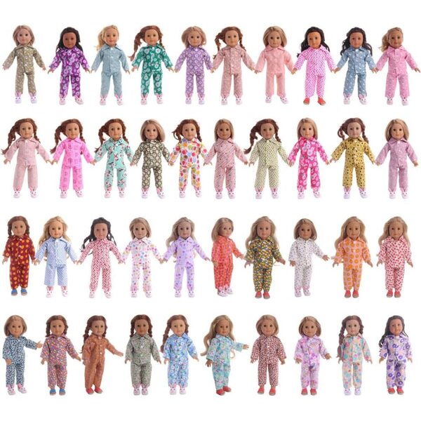 18-Zoll-Puppenkleidung für amerikanische Puppen – 2-teiliges Sommer-Pyjama-Set mit Blumenmuster